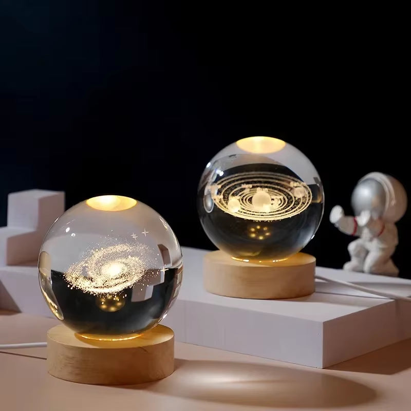 3D Crystal Spheres Glass Globe Earth Ball Solar System Galaxy Spheres Home Ornament Interior Room Decoration Table Accessories